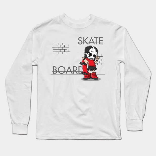 skateboard mask Long Sleeve T-Shirt by fflat hds